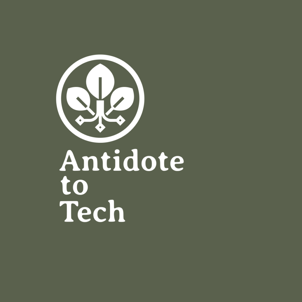 antidote to tech green background logo