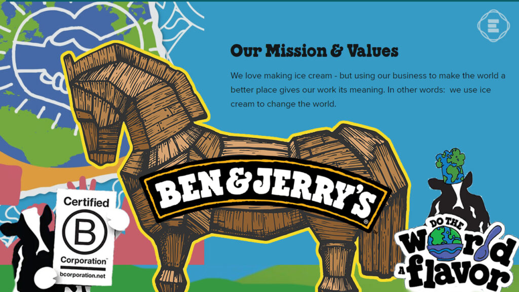 Ben & Jerrys trojan horse examples of greenwashing graphic