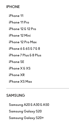 Phone Sizes