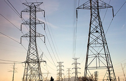 Transmission towers power lines